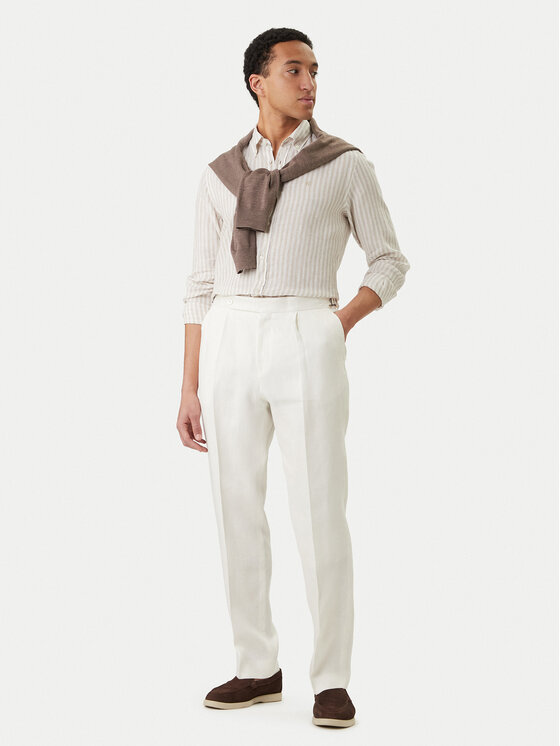 BOSS BOSS Szövet nadrág H-Perino 50563231 Fehér Relaxed Fit