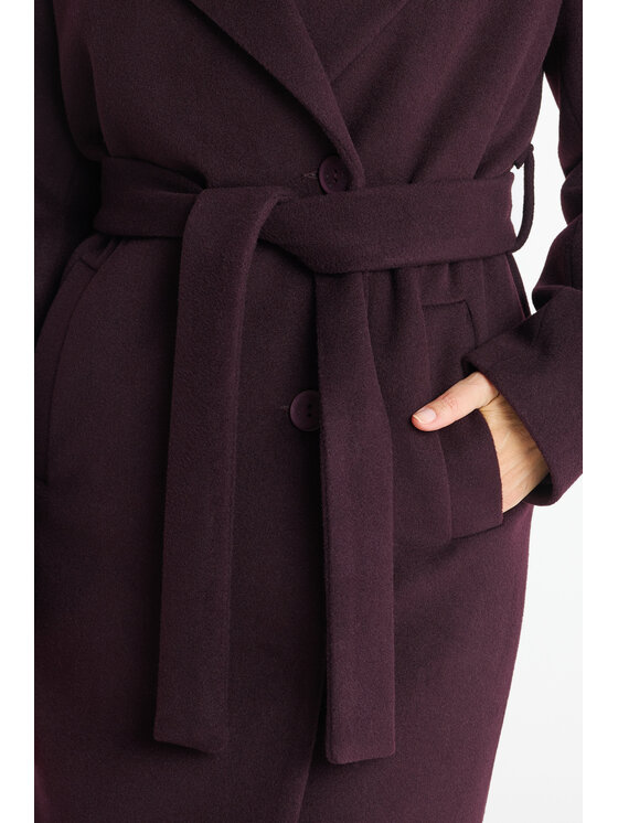 Salme Salme Płaszcz wełniany Verona midi Fioletowy Regular Fit
