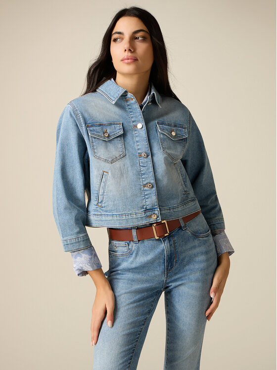 Oltre Oltre Giacca di transizione R400J100318N004 Turchese Boxy Fit