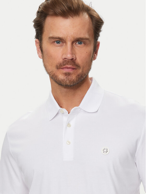 BOSS Boss Тениска с яка и копчета C-Parris 01 50520297 Бял Regular Fit