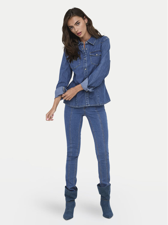 ONLY ONLY Koszula jeansowa Sasia 15352339 Niebieski Slim Fit