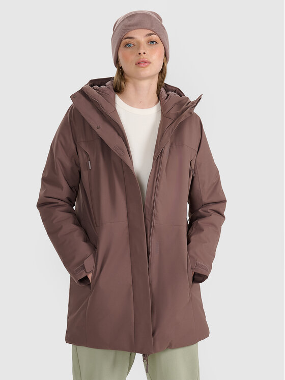 4F 4F Płaszcz przejściowy URBAN COMMUTER Brązowy ciemny Regular Fit