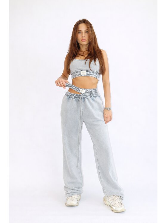 MissDenim MissDenim Spodnie dresowe Double Belt Sweatpants Szary Oversize