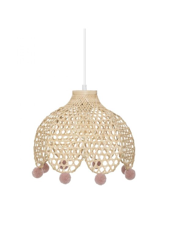 MIAhome MIAhome Lampa wisząca bambusowa z pomponami Marone Beżowy