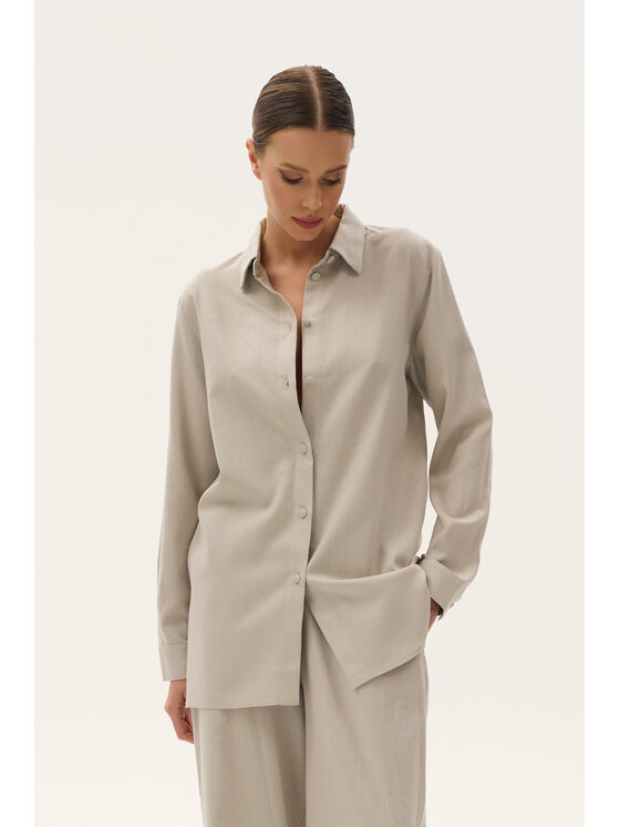 TRIPLES TRIPLES Koszula Porto Grey Szary Oversize