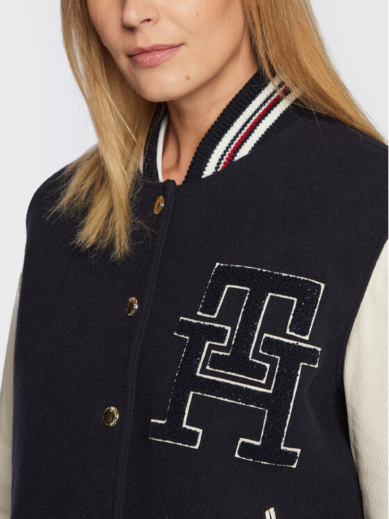 Tommy Hilfiger Tommy Hilfiger Kurtka bomber Blend WW0WW37308 Granatowy Regular Fit