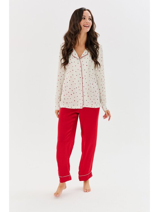 NAOKO NAOKO Pyžamový top Cozy Hearts Biela Regular Fit