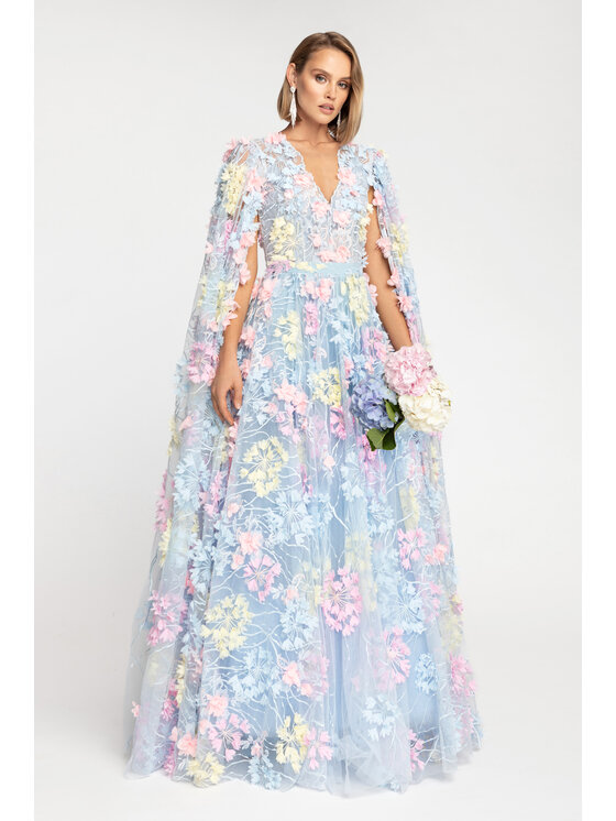 MATSOUR'I MATSOUR'I Sukienka wieczorowa Hortensia Maxi Niebieski A-Line Fit
