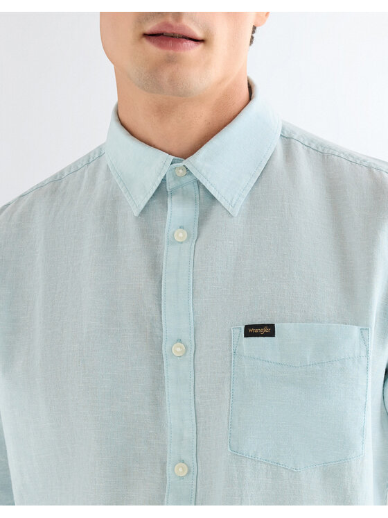 Wrangler Wrangler Koszula SS 1 PKT SHIRT Niebieski Regular Fit