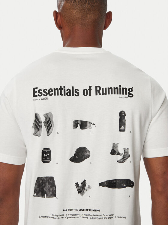 adidas adidas Тениска от техническо трико Run Essentials Graphic T-Shirt KS2501 Бял Regular Fit