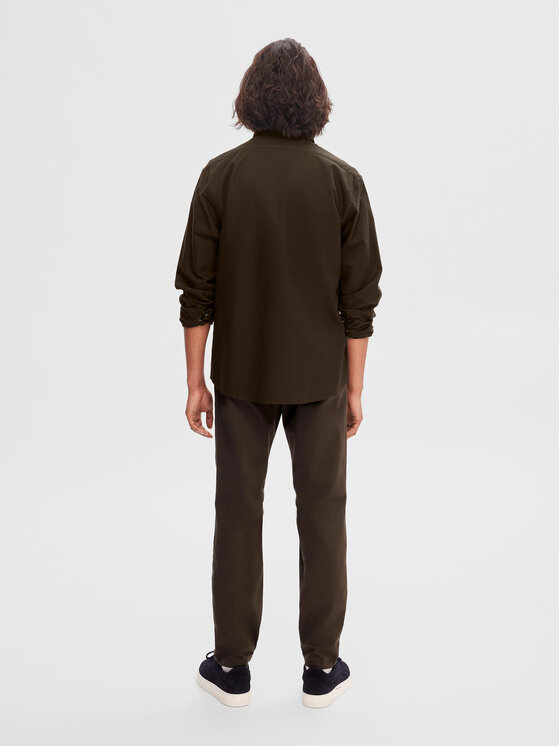 Selected Homme Selected Homme Koszula 16077359 Brązowy Regular Fit