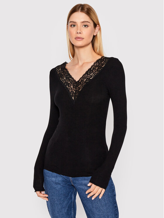 Pieces Pieces Bluză Siri 17095374 Negru Tight Fit