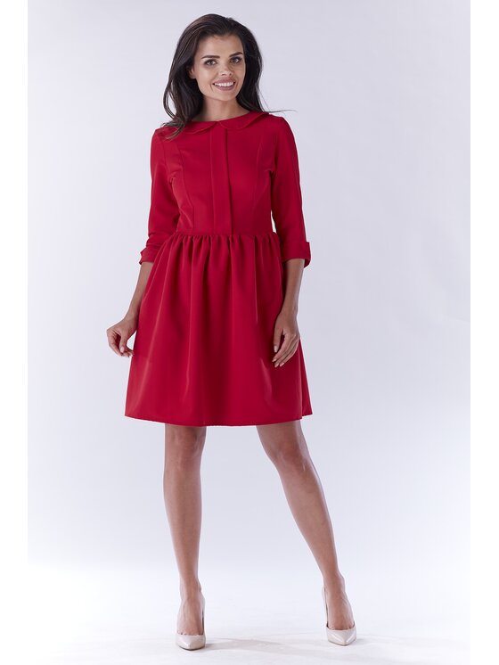 Awama Awama Sukienka codzienna A183 Czerwony Basic Fit