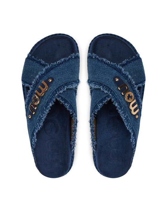 Mou Mou Pantoletten Criss-cross MU.SW451004K Blau