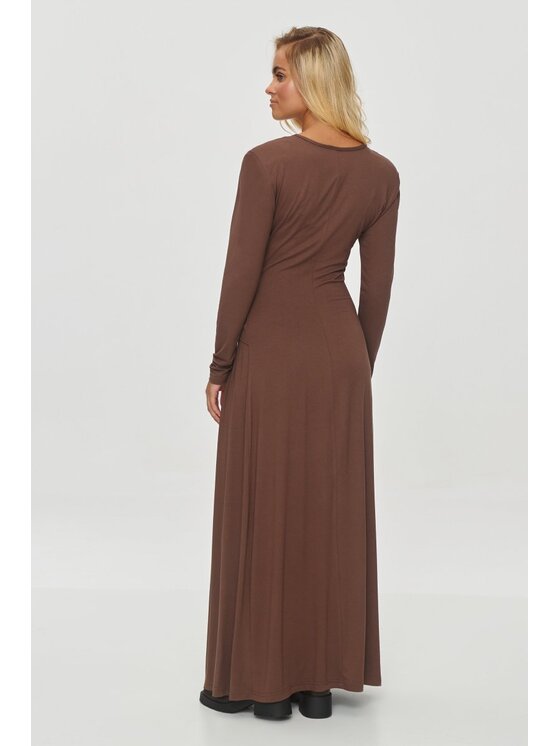 Makadamia Makadamia Sukienka codzienna M838 Brązowy Comfortable Fit