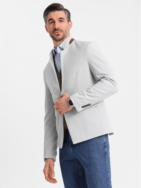Ombre Ombre Marynarka OM-BLZB-0131 Szary Regular Fit