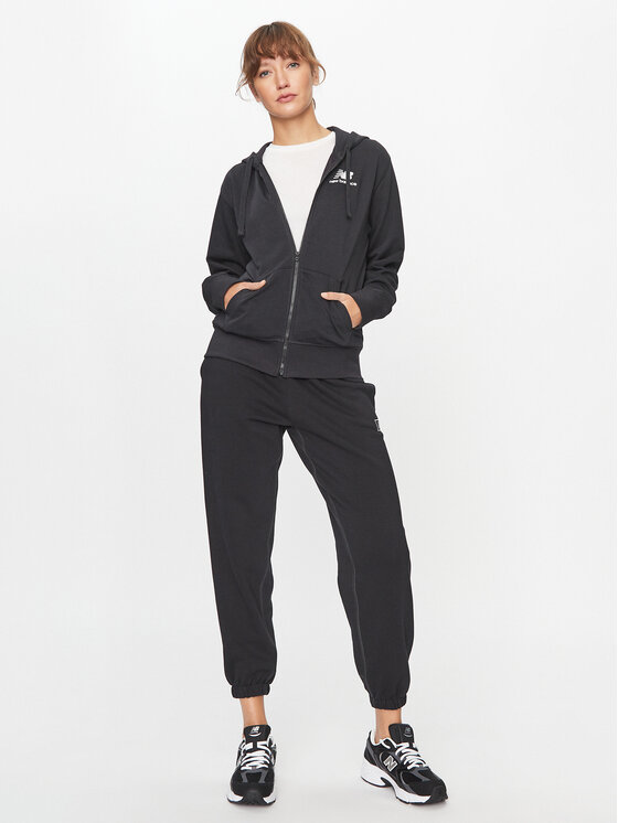 New Balance New Balance Μπλούζα NB Essentials Stacked Logo Full Zip Hoodie WJ31530 Μαύρο Regular Fit