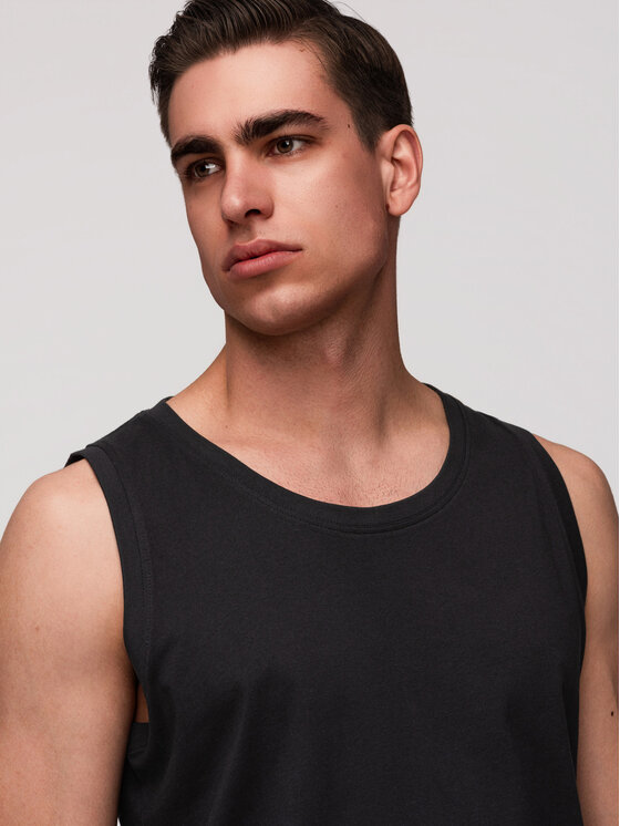 Ombre Ombre Tank top OM-TSBT-0272 Czarny Regular Fit