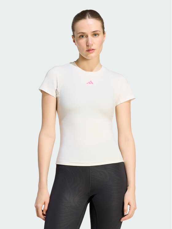 adidas adidas Koszulka techniczna 167807 Beżowy Slim Fit