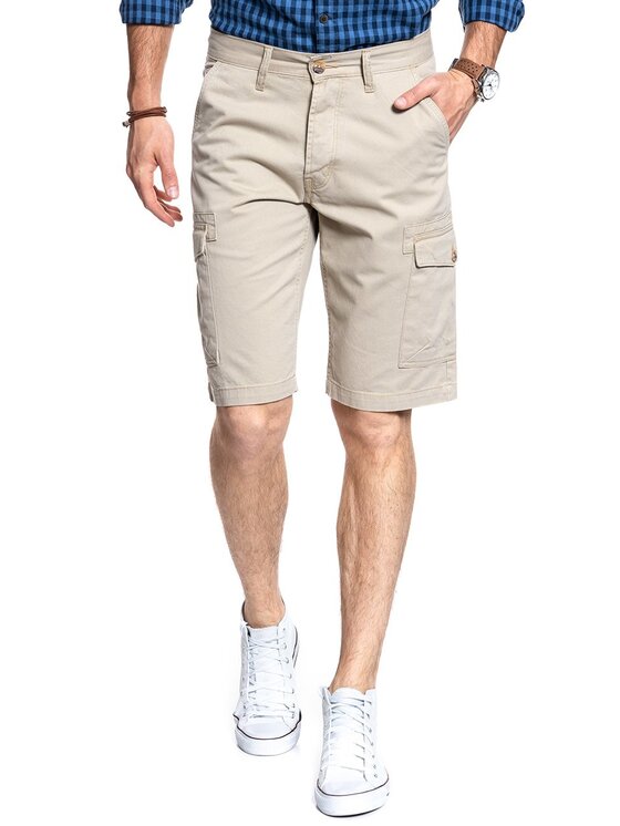 Wrangler Wrangler Szorty jeansowe CARGO SHORTS Beżowy Regular Fit