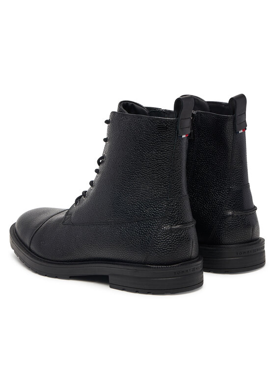 Tommy Hilfiger Tommy Hilfiger Puszābaki Cleated Hilifger Scotch Lth Boot FM0FM06081 Melns