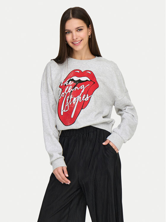 ONLY ONLY Mikina Rolling Stones 15345927 Šedá Regular Fit