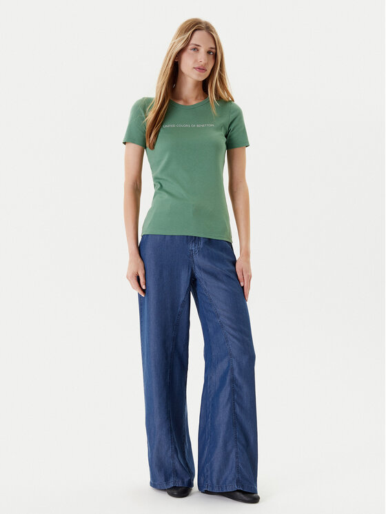 United Colors Of Benetton United Colors Of Benetton Marškinėliai 3GA2E16A2 Žalia Regular Fit