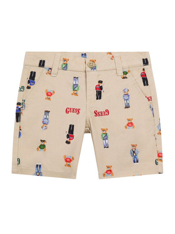 Guess Pantalon scurți din material N6RD03 WFY91 Bej Regular Fit