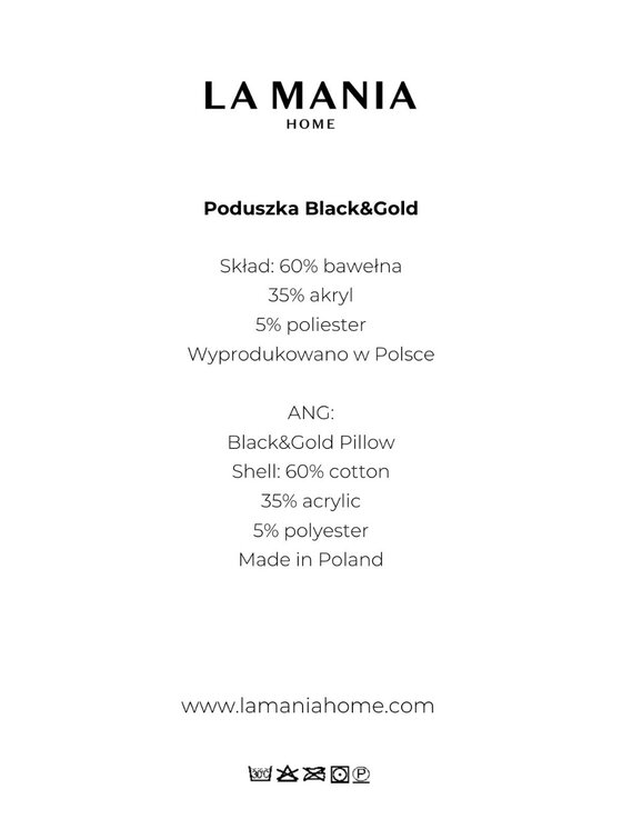 La Mania La Mania Poduszka dekoracyjna Black & Gold Czarny