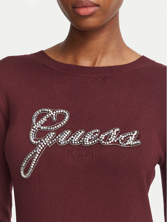 Guess Guess Pulover W6BR53 Z1454 Bordo rdeča Regular Fit