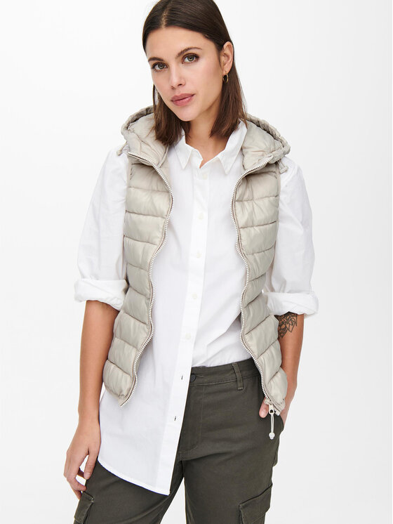 ONLY ONLY Prsluk New Tahoe 15205760 Écru Regular Fit