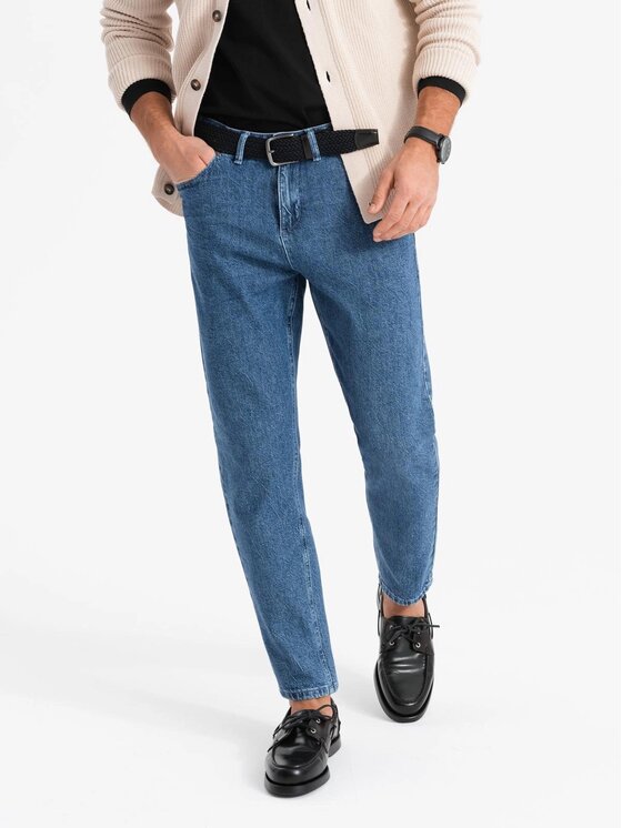 Ombre Ombre Jeansy OM-PADP-0225 Niebieski Carrot Fit