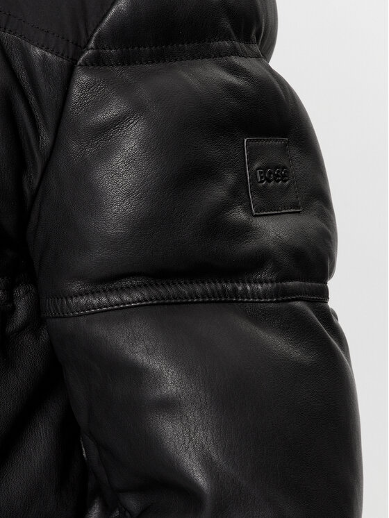 BOSS Boss Кожено яке Joholo 50498488 Черен Relaxed Fit