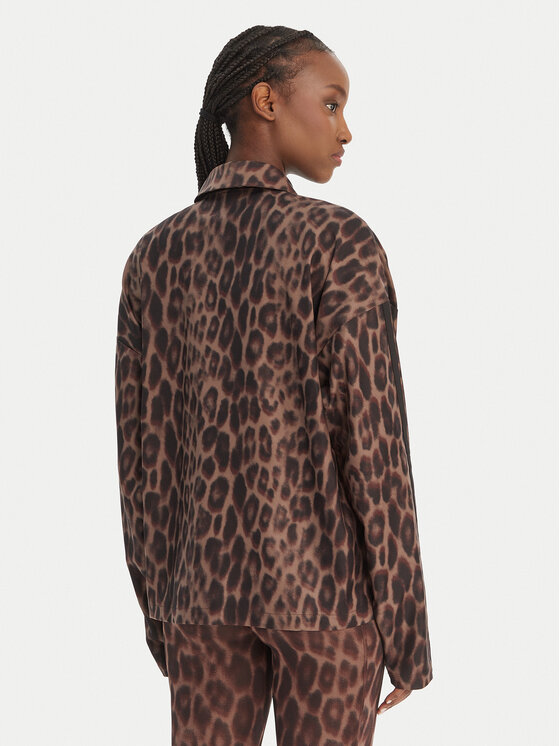 adidas adidas Prijelazna jakna Seasonal Essentials Leopard Print JZ0297 Smeđa Loose Fit