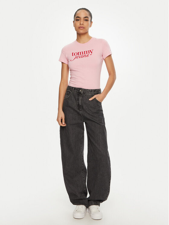 Tommy Jeans Tommy Jeans Majica Essential DW0DW19447 Roza Slim Fit