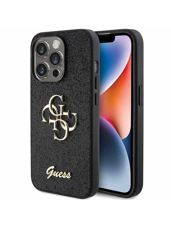 Guess Guess Etui na telefon 4G Big Glitter Script Czarny