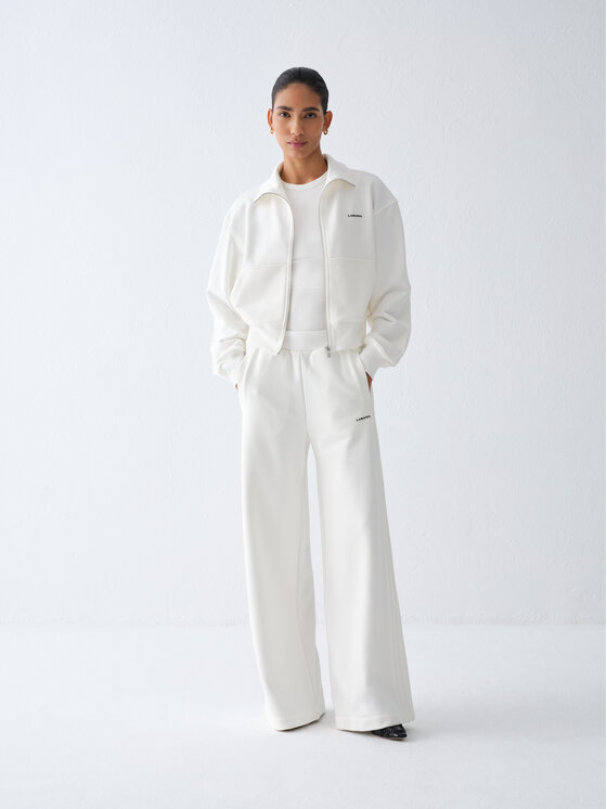 La Mania La Mania Spodnie dresowe TUCK Biały Basic Fit