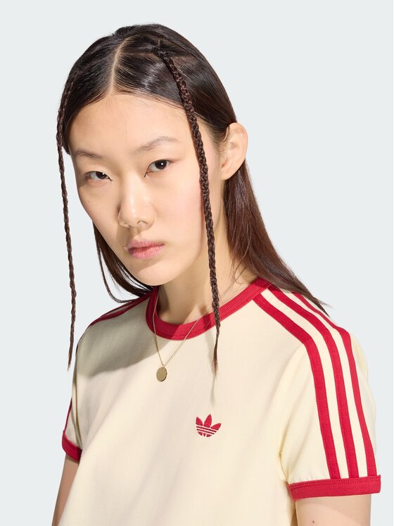adidas adidas T-Shirt 3 STRIPES SLIM TEE Żółty Slim Fit