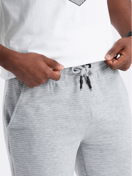 Ombre Ombre Šortky z materiálu OM-SRSK-0150 Šedá Regular Fit