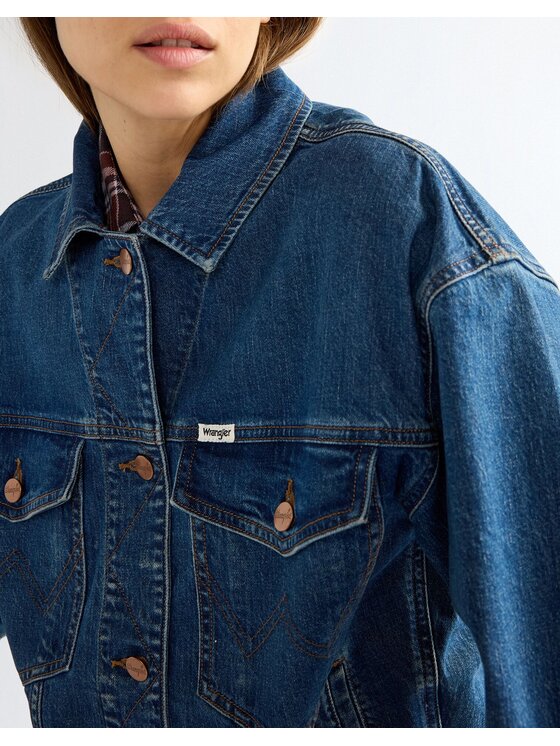 Wrangler Wrangler Kurtka jeansowa COWGIRL JACKET Niebieski Regular Fit