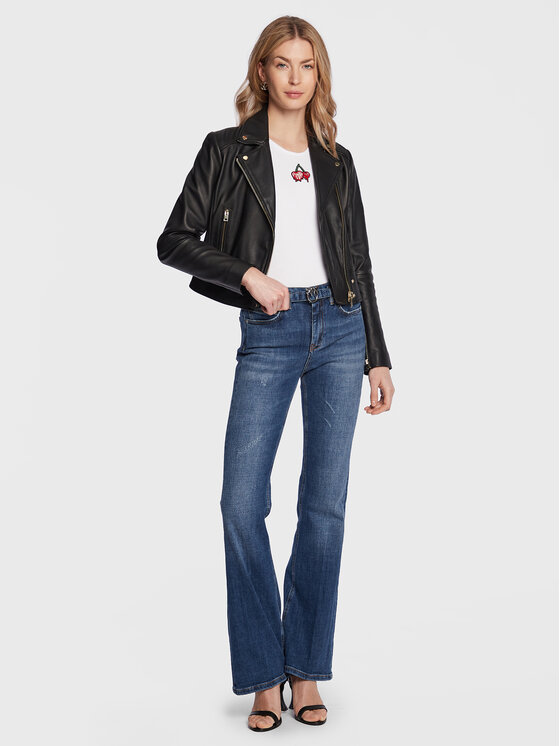 PINKO Pinko Kurtka skórzana Sensibile 100267 Y6WL Czarny Regular Fit