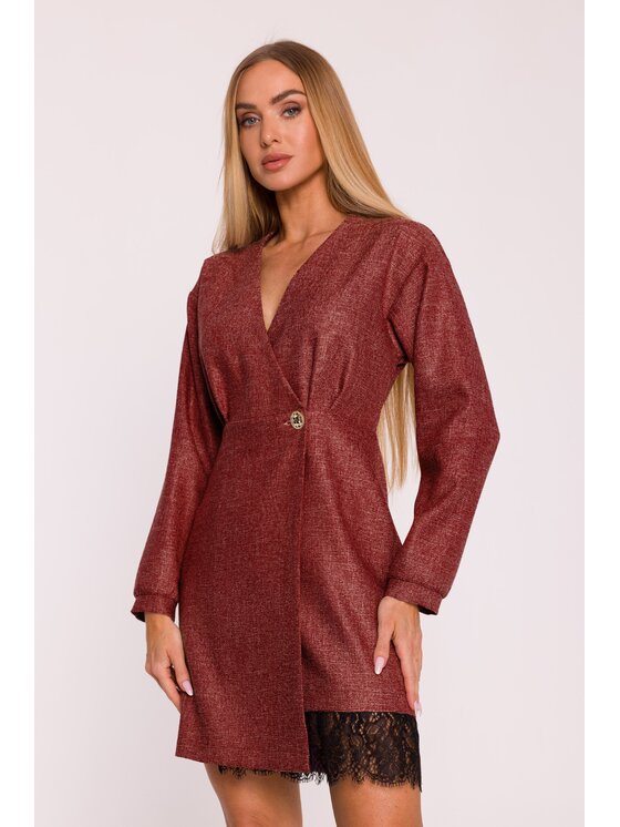 Made of Emotion Made of Emotion Sukienka wieczorowa M871 Bordowy Modern Slim Fit
