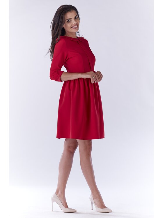 Awama Awama Sukienka codzienna A183 Czerwony Basic Fit
