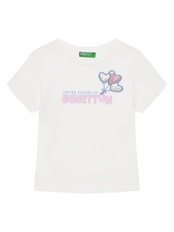 Dziewczęcy T-Shirt United Colors Of Benetton, Rozmiar 116, Biały, 3I1XG10JB