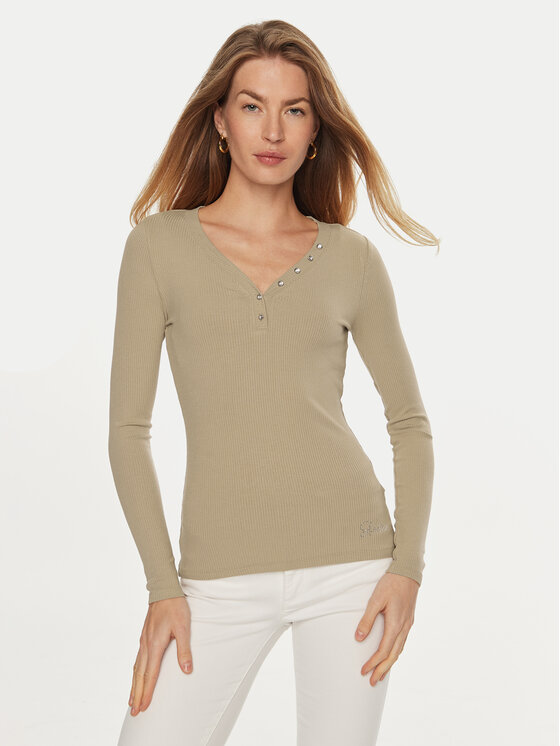 Guess Guess Μπλουζάκι Kyla W4BP51 KBCO2 Μπεζ Regular Fit