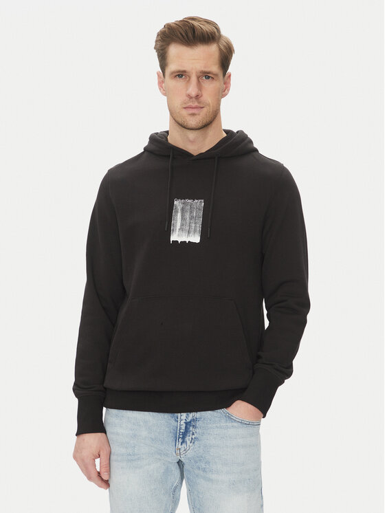 Męska Bluza Calvin Klein Jeans, Rozmiar XS, Czarna, Brush Stroke J30J327525