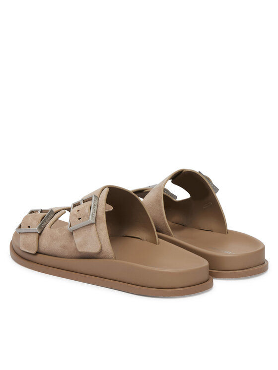 Calvin Klein Calvin Klein Klapki City Sandal Buckle Suede HW0HW03130 Beżowy