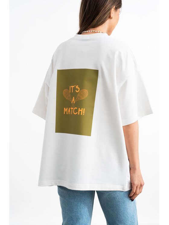 Mirons Mirons T-Shirt Print Biały Oversize