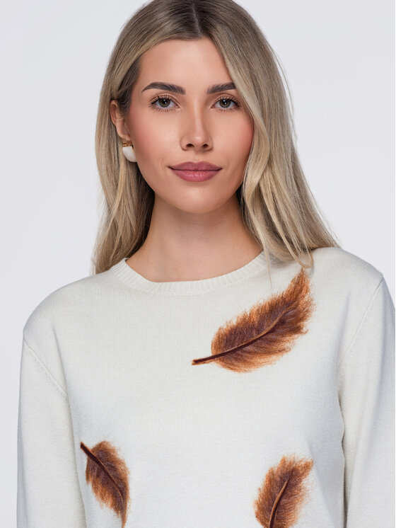 Ombre Ombre Sweter OW-SW-E0027 Beżowy Regular Fit