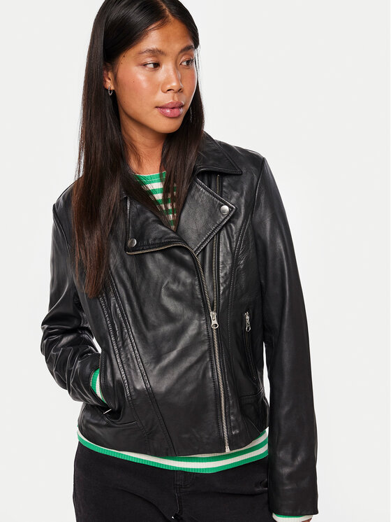 Pieces Pieces Шкіряна куртка Susse 17106570 Чорний Regular Fit